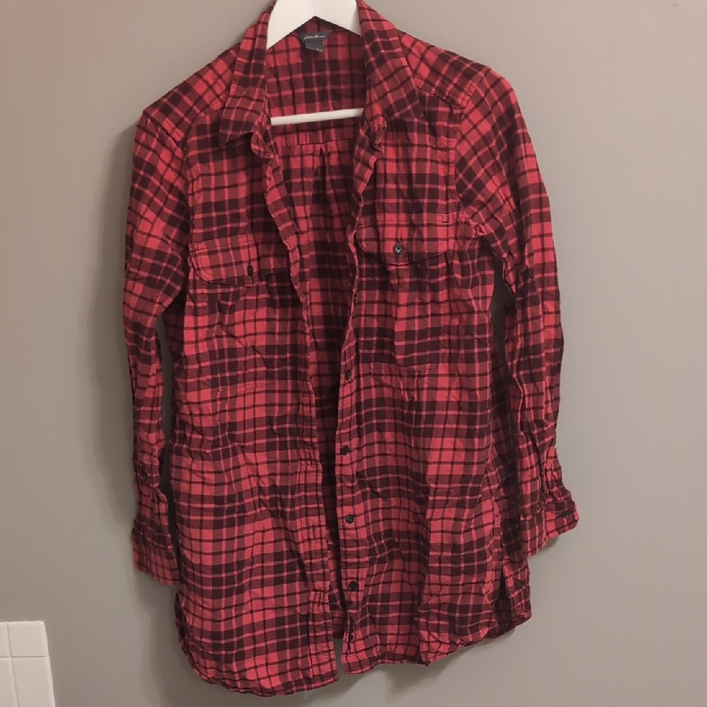 Vintage Eddie Bauer Red and Black Plaid Shirt